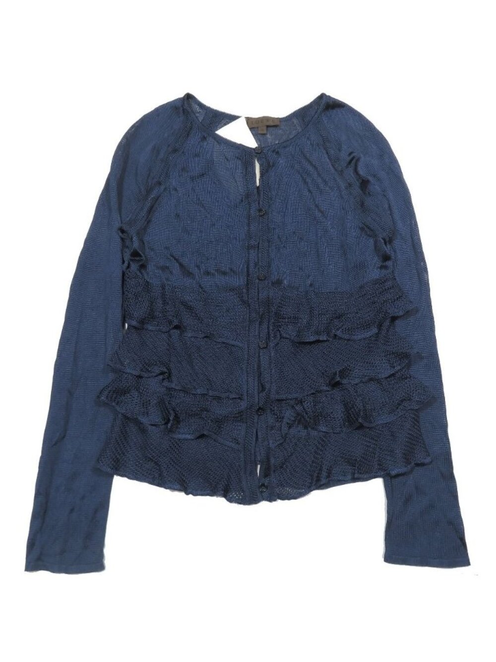 Loewe Rayon Knit Sheath Cardigan Bolero Long Sleeve Round Neck Ruffle